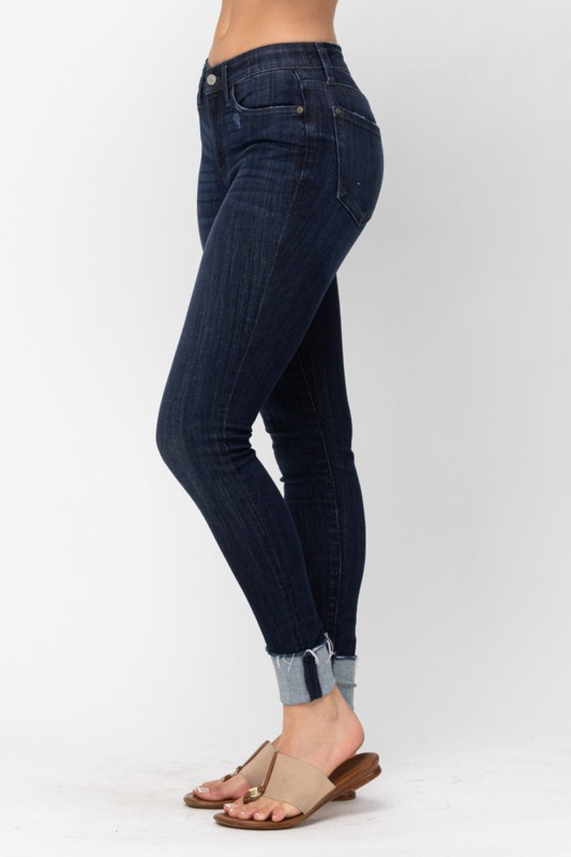 Judy Blue Mid-Rise Cuffed Skinny Long/Tall Jeans