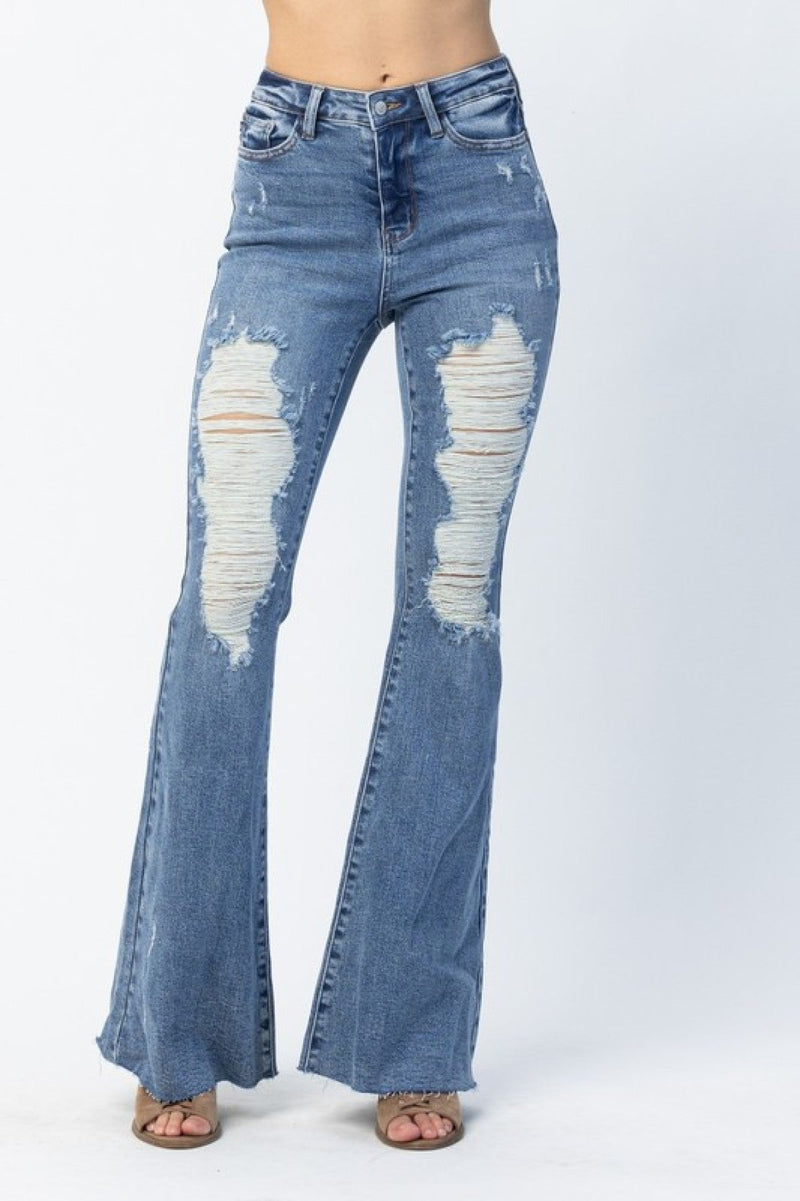 Bailey High Waist Side Slit Flare Jeans