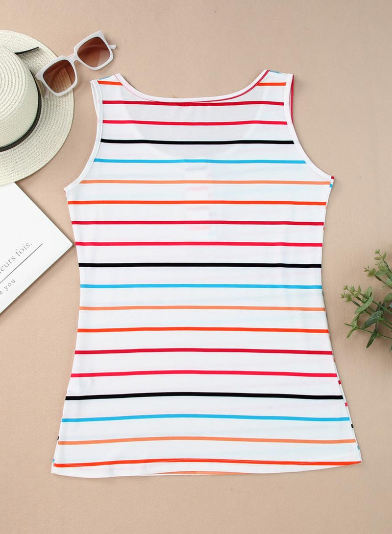 Striped Henley Tank Top