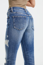 BAYEAS High Waist Distressed Paint Splatter Pattern Jeans