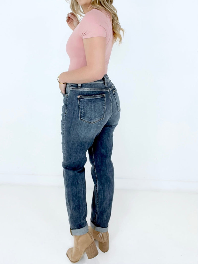 Judy Blue Skyline High Rise Bleach Splash Boyfriend Jeans