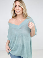 Zenana "Carrie" Oversized V-Neck Sheer Knit Top