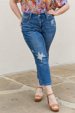 Judy Blue Theresa High Waisted Ankle Distressed Straight Jeans