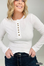 Addy Lace Trim Henley Top