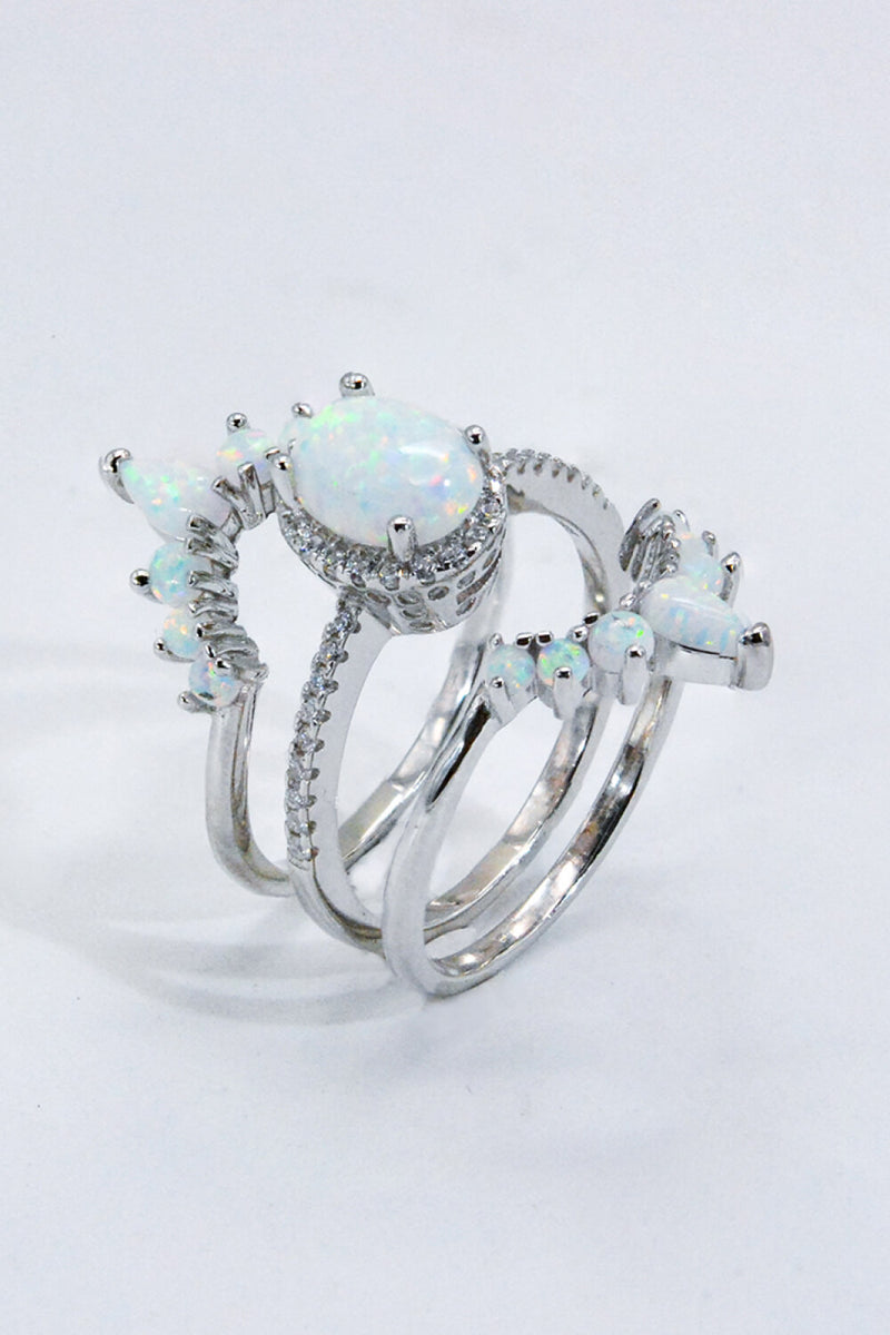 Silver Opal Stacker Ring