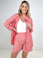 Mountains of Chic Striped Button Down and Shorts Set