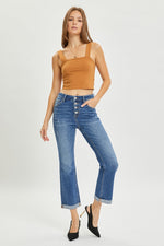 RISEN Button Fly Cropped Bootcut Jeans