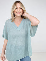 Zenana "Carrie" Oversized V-Neck Sheer Knit Top