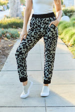 Olive Leopard Contrast Sweatpants