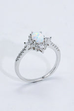 Platinum-Plated Opal and Zircon Ring