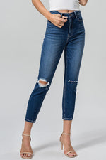 BAYEAS High Waist Distressed Washed Cropped Mom Jeans