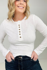 Addy Lace Trim Henley Top