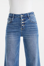 BAYEAS High Waist Button-Fly Raw Hem Wide Leg Jeans