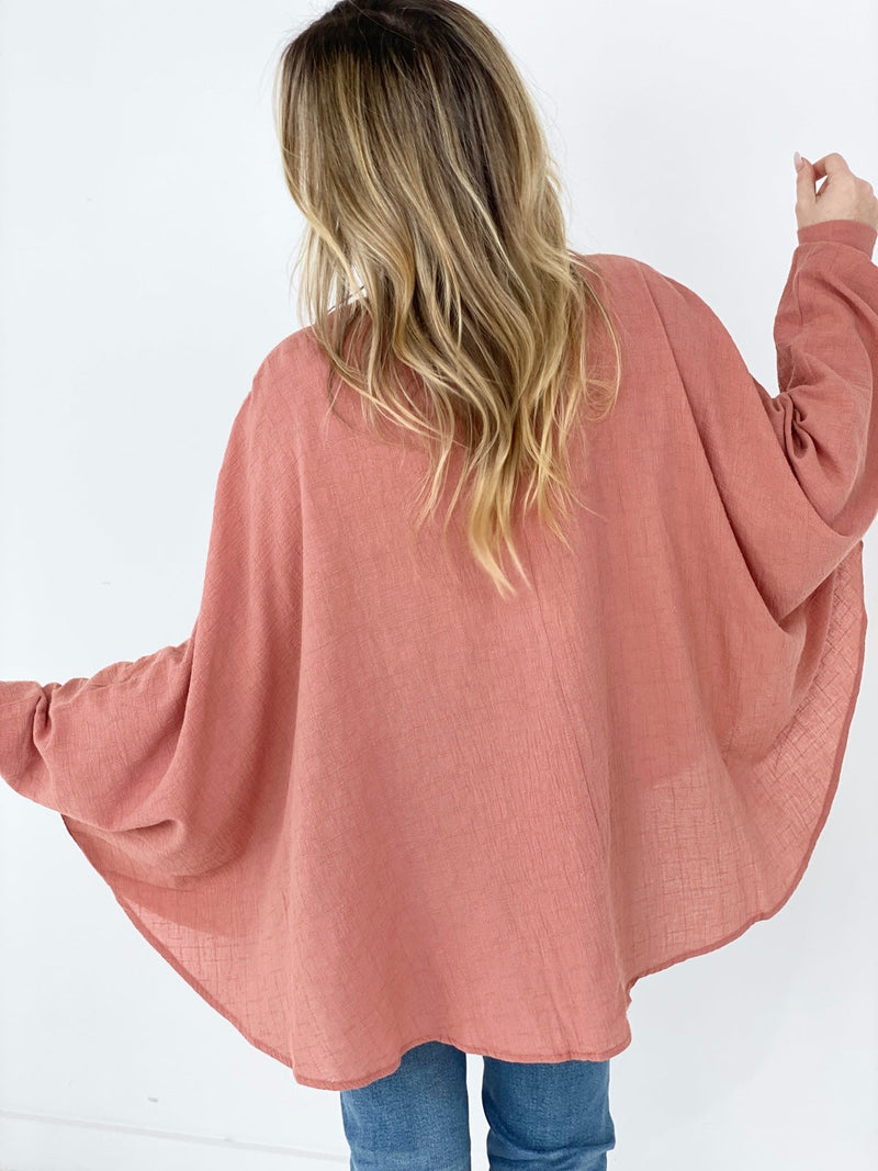 Easel Textured Cotton Linen Oversized Top