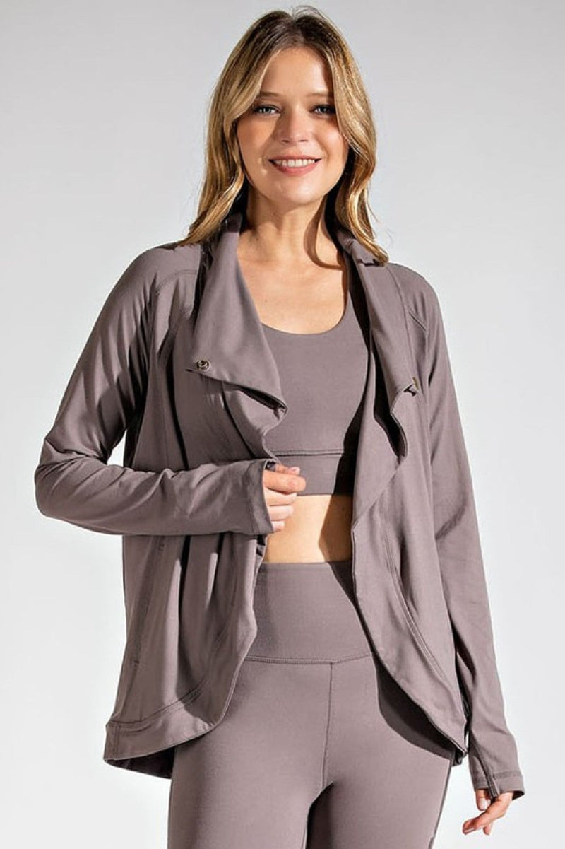 New Colors - Rae Mode Cowl Neck Asymmetric Jacket