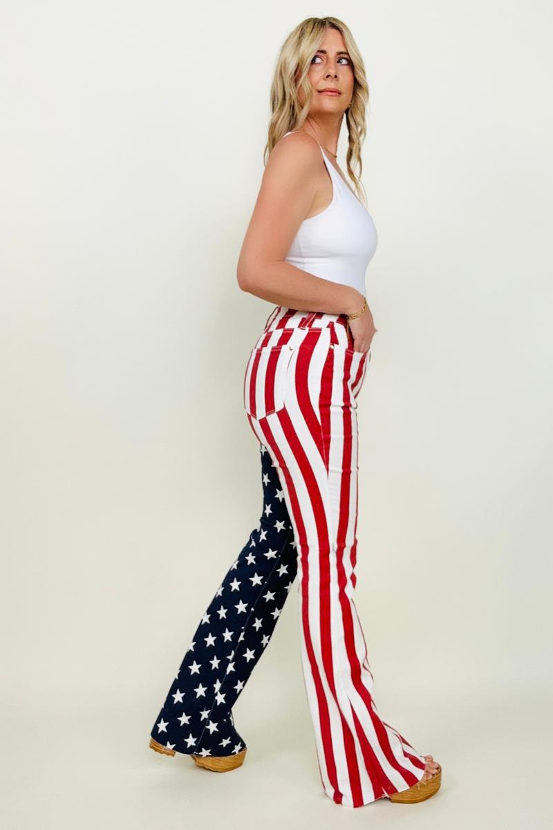 Judy Blue High Waist American Flag Print Flare Jeans