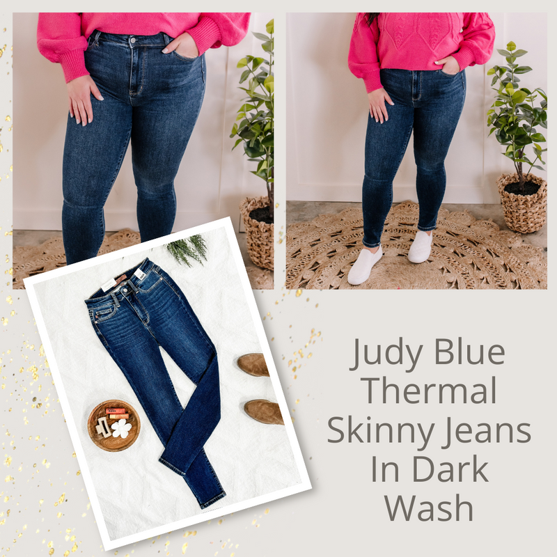 Judy Blue Thermal Skinny Jeans In Dark Wash