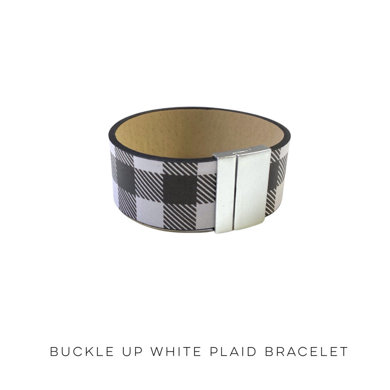 Buckle-Up White Plaid Bracelet