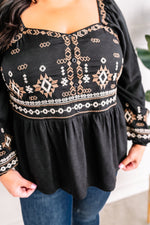 Savanna Jane Embroidered Sweetheart Top In Taupe & Black