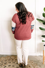 Cream Color Block Top In Rustic Fall Florals