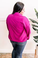 Collared Sporty Top In Bright Fuchsia