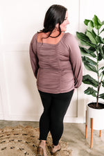 Stretchy Ruched Square Neck Top In Enchanted