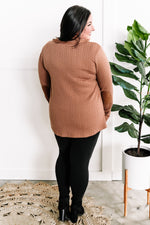 Button Front Knit Top With Elbow Patch Detail In Autumn Leaves