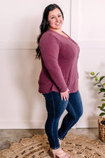 Flattering Seam Lines V Neck Button Top In Sugar Fairy