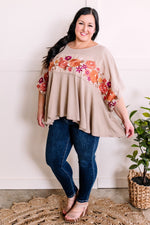 Savanna Jane Bold Embroidered Floral Top In Natural Dahlia