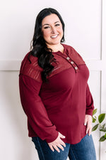 Henley Lace Front Top In Cherry