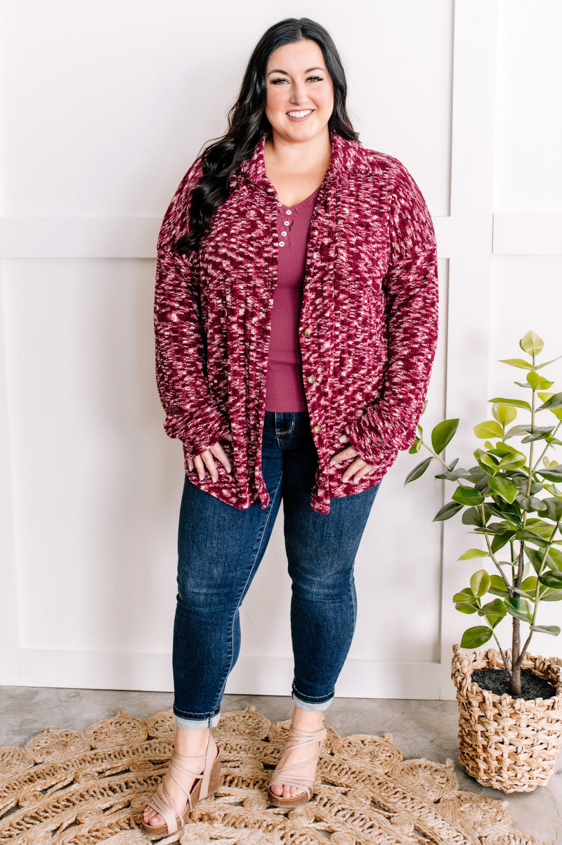 Sleeveless Top With Lace and Button Detail In Berry