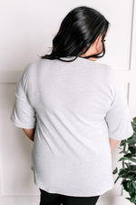 Lucky Graphic Knit Top In Heathered Grey