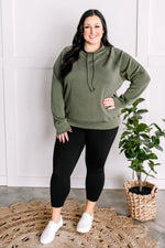 Cowl Neck Pullover In Oakmoss Green