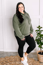 Cowl Neck Pullover In Oakmoss Green