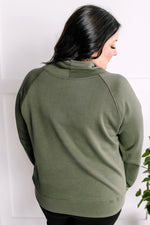 Cowl Neck Pullover In Oakmoss Green