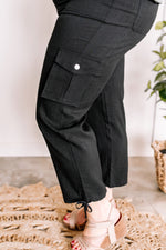 Lightweight Cropped Cargo Dressy Pants In Deep Black