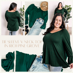 Tie Sleeve V Neck Top In Rich Pine Grove