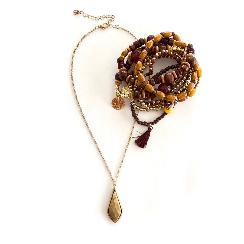 Desert Haze Long Stone Pendant Necklace