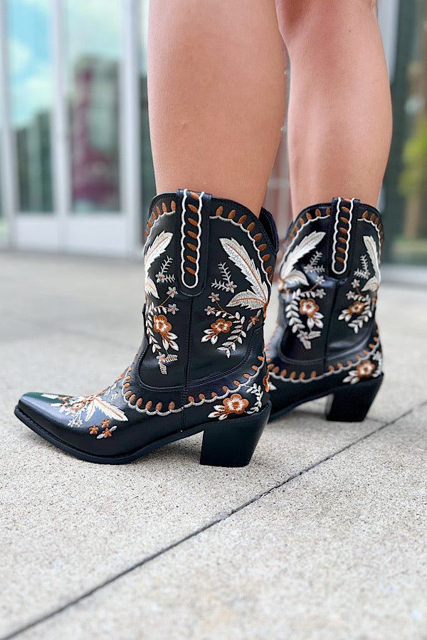 Shania Black Western Bootie