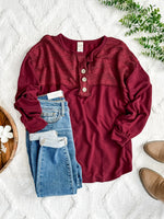 Henley Lace Front Top In Cherry