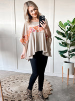 Savanna Jane Bold Embroidered Top In Autumn Dahlia