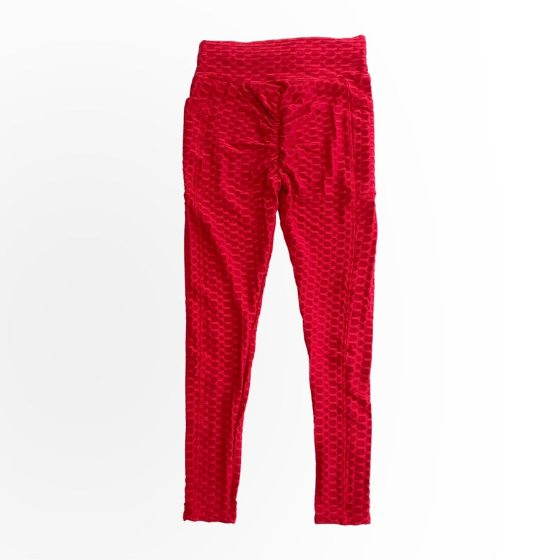 Take It Easy Tik-Tok Pocket Leggings in Red