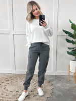 High Waisted Jogger Pants With Pockets In Grey