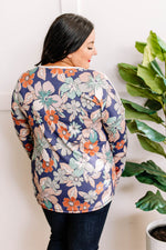 Minky Soft Button Front Top In Fresh Air Floral Print