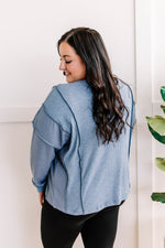 Henley Knit Top In Blue Frost