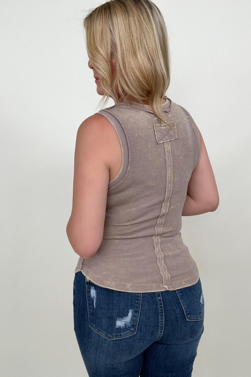 Ribbed Tank Top with Exposed Seam