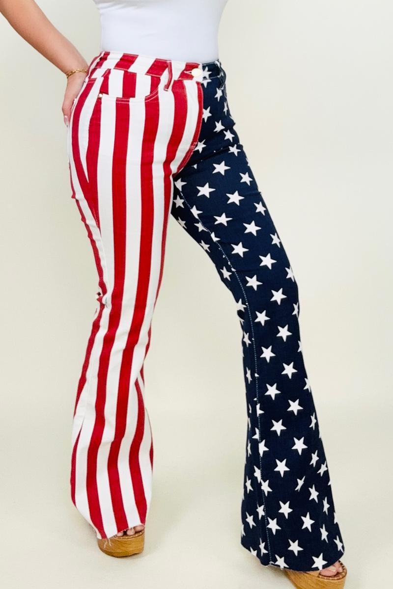 Judy Blue High Waist American Flag Print Flare Jeans