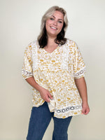 Hayden Los Angeles Womens Floral Lace Puff Sleeve Tunic Top