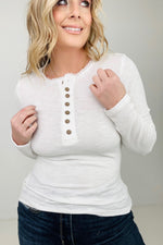 Addy Lace Trim Henley Top