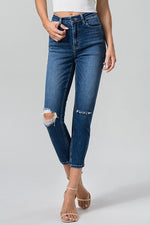 BAYEAS High Waist Distressed Washed Cropped Mom Jeans